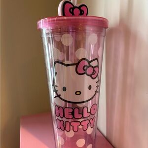 Hello Kitty Pink Polka Dot Tumbler with Straw